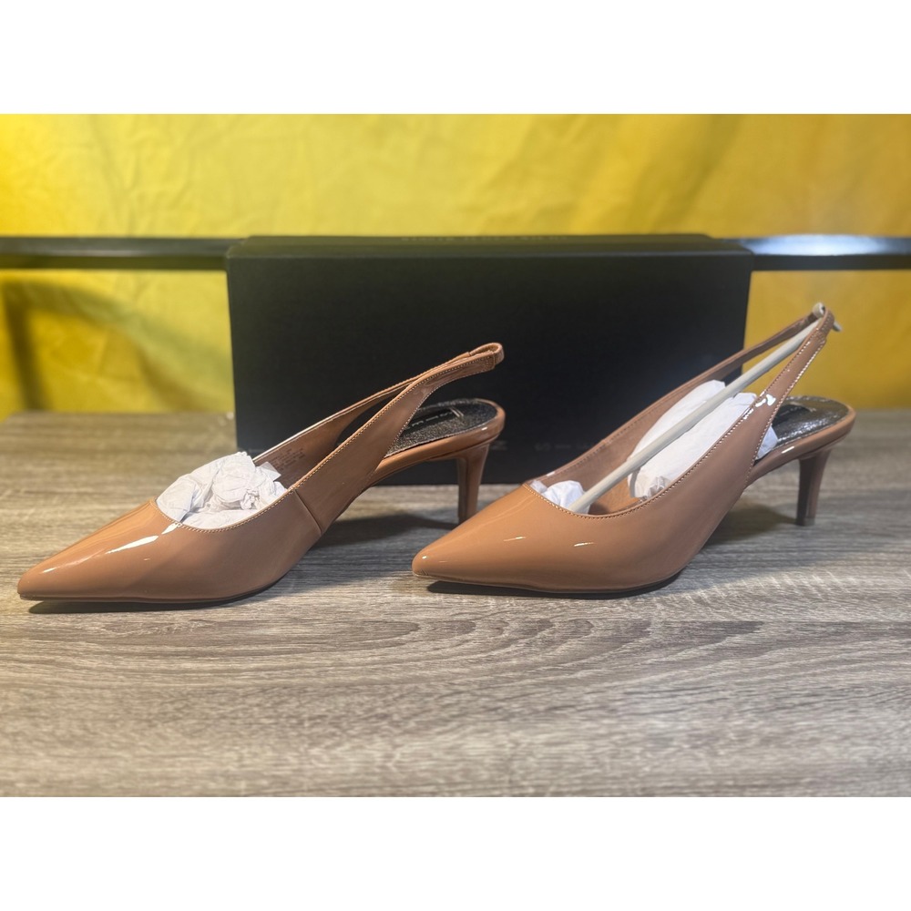 Steven by Steve Madden Cammile Camel Patent Slingback Pumps Kitten Heel Size 9